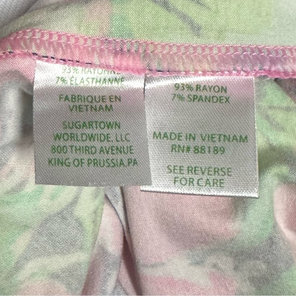 Lilly Pulitzer Pink and Green Floral Wide Leg Pants - Picture 10 of 11